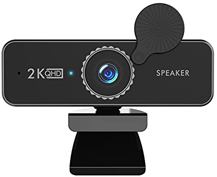 Webcam HD 1440P Webcam para ordenador con micrófono USB PC Web Cámara Gran angular 120 grados con altavoces duales Unidad gratuita para grabar Llamadas Conferencias Juego Compatible con Windows
