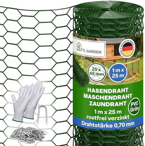 TTL GARDEN GUARD-LINE Hasendraht 1m x 25m grün - 25x45mm Maschenweite 0,7mm