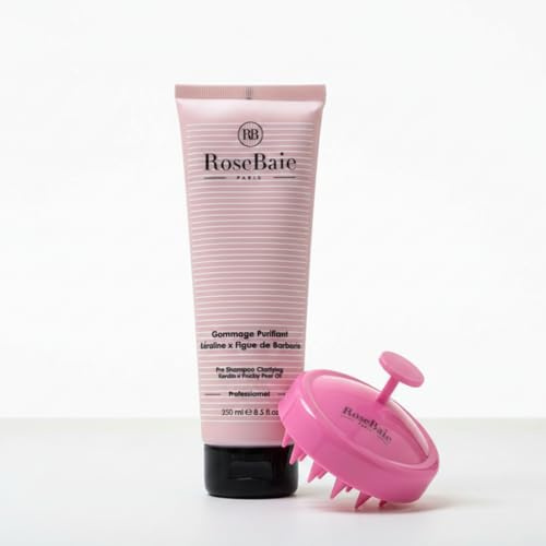 ROSEBAIE | Gommage Cuir Chevelu | Pré-Shampoing Figue de Barbarie et Kératine | Sébo Régulation et Hydratation | 250ml | Brosse massante CADEAU