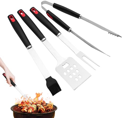 Gihioue Set d'ustensiles de Barbecue, en Acier Inoxydable et Polyvalent, Pinces à Barbecue, Outils de Barbecue, Accessoires | pour Cuisine, Camping, Pique-Nique, Cadeau pour Homme, père,