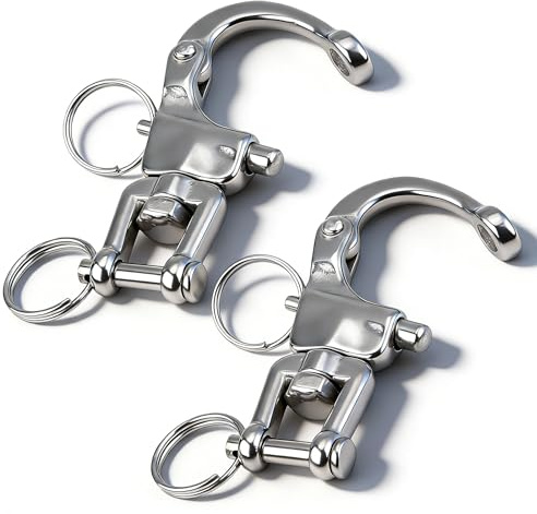 Tomedny Broche Giratorio, 1 par de grilletes de mandíbula giratorios de Acero Inoxidable Resistentes para Aparejos de Vela, herrajes para veleros (70mm)