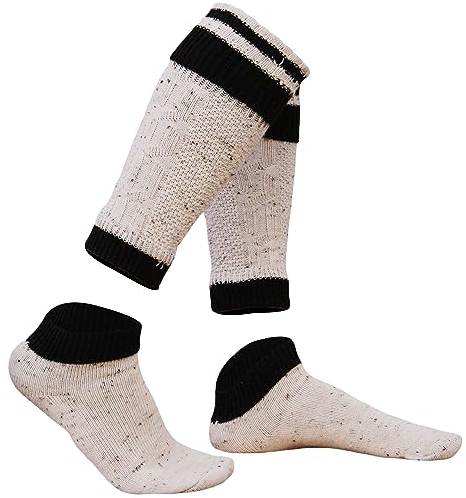 German Wear, 2-teilig Loferl Trachtensocken Trachten strümpfe Wadenwärmer, Größe:43-46;Sockenfarbe:Weizen/Braun