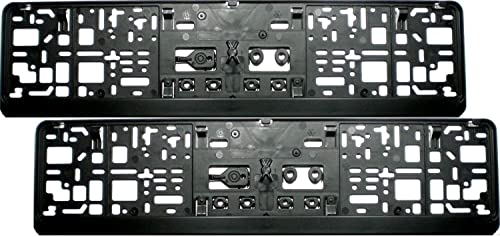 Satz (2 Stück) Kennzeichenhalter - PREMIUMQUALITÄT - inklusive 8 Schrauben - mit Abnehmbarer Klippleiste - Nummernschildhalter - Made in Germany