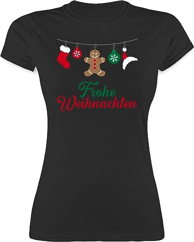 Shirt Damen - Geschenke Christmas Bekleidung - Frohe Weihnachten I Weihnachtsmotiv - XXL - Schwarz - weihnachtstshirtdamen weihnachtsthirt weihnacht Xmas Tshirt weihnachtstschirt weihnachtstshirt