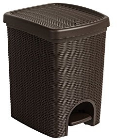 Kreher Tretmülleimer im Rattan Design mit herausnehmbaren Einsatz und 20 Liter Volumen im angenehmen Braun - für das Bad, die Küche oder das Büro