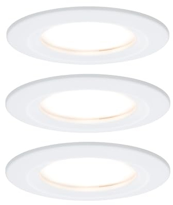 Paulmann 93870 Nova Plus LED Einbauleuchte inkl. Coin Basisset starr IP44 rund 78mm 3x6W 230V dimmbar 2700K Weiß matt Spot Einbaustrahler
