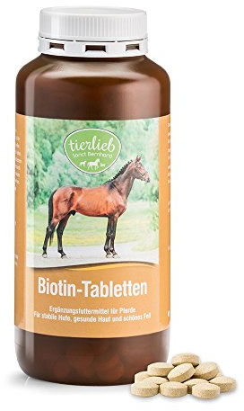 tierlieb Biotin-Tabletten für Pferde | Für Hufe, Haut & Fell | Ergänzungsfuttermittel | 500 Tabletten
