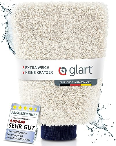 Glart 44WH Guanto per lavaggio auto in microfibra, Guanto di Microfibra Premium per Auto, Pulizia Professionale, 100% Senza Graffi, Assorbente e Morbido