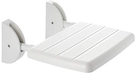 RIDDER Duschklappsitz, Klappbarer Duschsitz zur Wandmontage, Aluminium, weiß, ca. 35,5x25,5 c