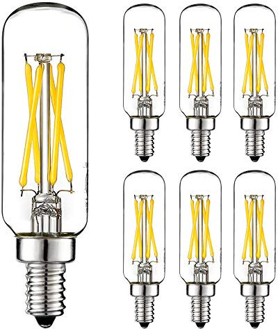 LiteHistory E12 led Bulb Dimmable 4W Equal 40W led Candelabra Bulb Daylight 5000K Clear T6 T25 E12 Edison Bulb for Ceiling Fan,Chandelier AC120V 400LM 6Pack