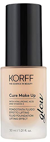 Korff Base de maquillaje líquida efecto lifting Glow, fórmula antiedad y larga duración, con ácido hialurónico 01, 30 ml
