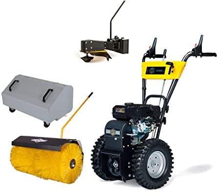 TEXAS Profi Kehrmaschine Benzin 80cm Combi 800TGE E-Starter Set 4in1 Trimmer Laubsammler Schneekehrmaschine mit Radantrieb | 4 Takt | 5,7PS | 4+1 Gänge | inkl. Kehrbesen, Sammelbehälter und Trimmer