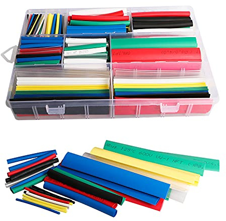 Heat Shrink Tubing Kit, Heat Shrink Tubes Wire Wrap, Ratio 2:1 Electrical Cable Sleeve Assortment with Storage Case for Long Lasting Insulation Protection (9 Sizes, 7 Colors)385pcs