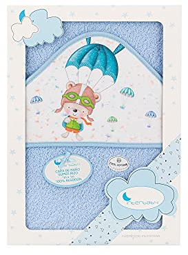 Interbaby Asciugamano con cappuccio per neonato PARACAIDISTA in blu - 560 g