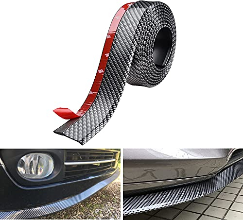 BoYeeBo Universal-Stoßstangenschutz, selbstklebend, Auto-Splitter, Spoiler, Gummi, Stoßstange, Lippe, Spoiler, 2,5 m (Kohlefaser-Schwarz) 250 x 5,5 cm (L x B)