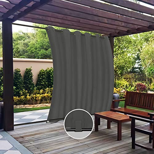 Easy-Going Outdoor-Vorhänge, wasserdicht, Winddicht, wetterfest, Blickdicht, Vorhang für Terrasse, Cabana, Veranda, Pergola und Pavillon, Ösen Oben und Schlaufen, 1 Bahn, 279,4 x 304,8 cm, Grau | Wasserdichte, winddichte, wetterfeste Outdoor-Vorhänge für Cabanas, Veranden und Pergolen, Ösen oben und Schlaufen unten