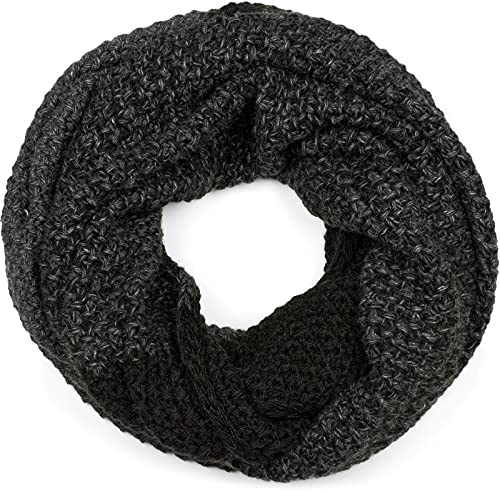 styleBREAKER Bufanda de punto de 2 colores con degradado ombre, patrón de punto de grano de arroz, cálida bufanda de punto de invierno 01018165, color:Negro-Gris oscuro