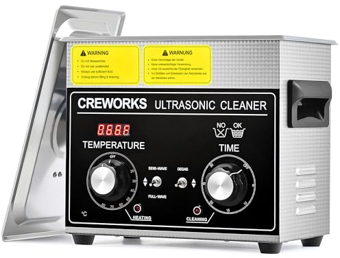 CREWORKS 3L 120W Limpiador Ultrasónico Profesional con Calentador y Temporizador Limpiador de Ultrasonidos de Acero Inoxidable Máquina de Limpieza Ultrasónica para Joyas, Reloj y Gafas (3L)