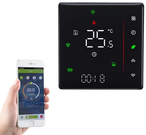 Qiumi WiFi Thermostat für Klimaanlage mit 2-Rohr, 95-240V, Alexa | Smart Life APP-Fernsteuerung, kompatibel mit Google Home, Sprachsteuerung, für HVAC-Systeme.