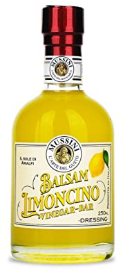 Mussini Balsamico Condimento Limoncino di Modena Senza Alcool 250ml Balsamo Vinegar Bar of Modena per bevande analcoliche e alcoliche, antipasti, piatti principali, dessert made in Italy