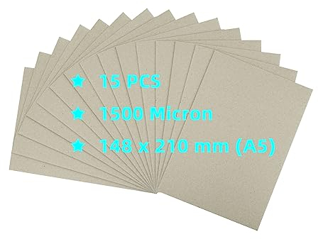 STRBOXONG A5 Greyboard, 15 Sheets 1500 Micron Thick Recycled Card, 1.5 mm Craft Model Making Presentation Board, Mounting Backing, Modelling Board Card (148 x 210 mm)