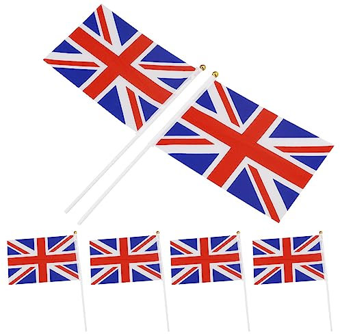 Lot de 20 drapeaux britanniques, drapeaux britanniques ondulés à la main - 14 x 21 cm - Mini drapeaux nationaux de poche - Drapeaux GB - Drapeaux de château de sable - Décorations de fête (drapeaux