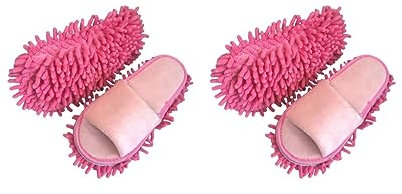 Juego de 2 zapatillas de fregona suaves para limpieza del hogar para pulir suelos de cocina, color rosa