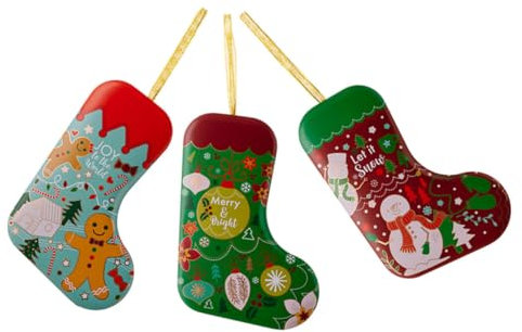 Didiseaon 3pcs Christmas Tinplate Cookie Tins Small Tin Boxes for Candy and Biscuits Festive Storage Containers Holiday Treat Set