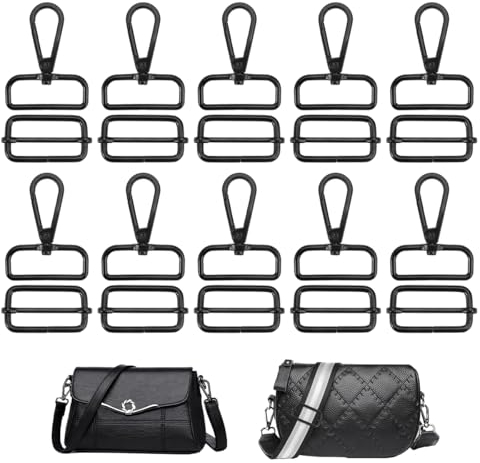 20 Piezas Hebilla Bolso con Gancho Giratorio 38mm, Hebilla Deslizante Metal, Mosquetón para Bolsos, Hebillas Mochila Metalicas para Bolsos, Correas Perros, Correa, Cinturón, Manualidades