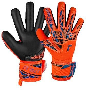 Reusch Attrakt Infinity NC Junior Guanti da portiere per bambini, ideali per erba artificiale, arancione-blu-nero, 5