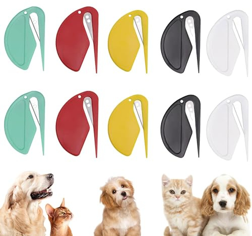 Pet Knotting Comb,Entfilzer mit Stahlklinge,Entfilzungswerkzeug für Hunde, Knotenkamm für Katze,Hundekamm Fellbürste Hund Sanft Entfernt Unterwolle,Perfekt zum Entfernen von Verfilzungen (10pcs)