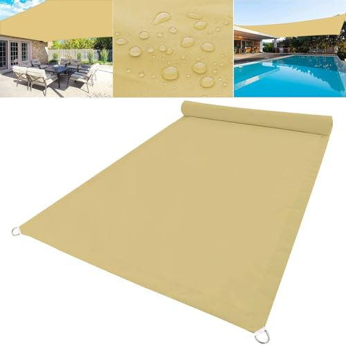 Telo di Ricambio per Ombrellone 3 x 4 m Telo Tenda da Sole a Vela, Telo Ombreggiante per Serra Pes Protección Rayos UV per Serra/Balcone/Cortile/Tetto, Giallo sabbia