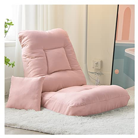 Chaiselongue-Sofa, Liegestuhl mit 5 Winkelverstellung, klappbare Bodenliege mit Kissen für Wohnzimmer, Schlafzimmer, Salon, Büro, abnehmbar und waschbar (Farbe: Rosa, Größe: 55 x 56 x 62 cm)
