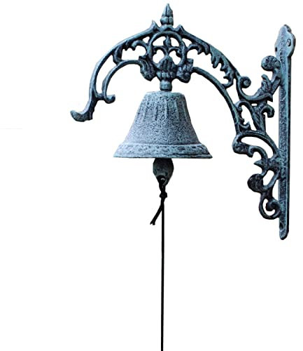 Door Knocker Vintage Doorbell Heavy Duty Cast Iron Bell, American Style Jingle Bells Wall Mounted Ornament for Home Coffee Shop Front Door Restaurant