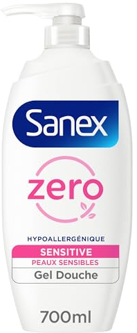 SANEX - Pompe Gel douche Zéro Sensitive Pompe - Peaux sensibles - sans savon - Hypoallergénique - 700ml