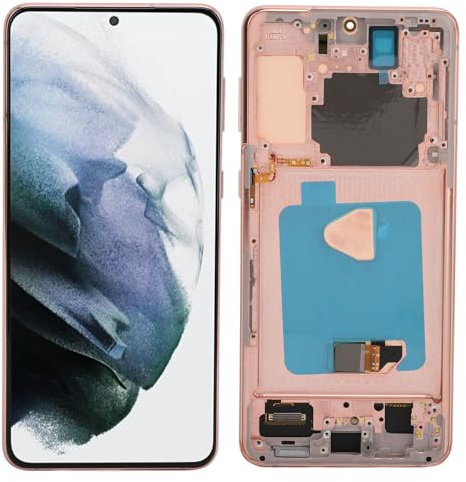 OLED-skärmbyte för S21+ 5G SM-G996B, 6,7 Tums Digitaliseringsenhet för Pekskärm, med Ram, Fingeravtryck och Reparationsverktyg (Rose guld)