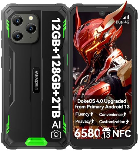 Blackview BV5300 Plus Téléphone Incassable 2026, Téléphone Portable Incassable 12Go+128Go /1To TF, Batterie 6580mAh, 6.1 HD+, 13MP+5MP, NFC/Face ID/OTG/GPS/4G Dual SIM Smartphone 2 Ans de Garantie