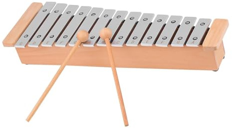 HSWOYEA 13-Noten-Glockenspiel, tragbares Aluminium-Xylophon mit Holzstäben, ziemlich tragbar