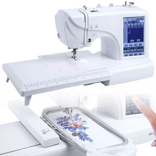 LQQYJSM Máquina Bordar Completamente Automática con Área De Bordado De 4 X 9.2 Y Pantalla Táctil LCD, Máquina Bordar Eléctrica 210 Letras Incorporadas Y 30 Bordes, Puerto USB
