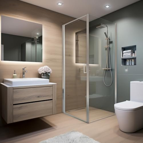 Home Deluxe Duschkabine LIVIA Chrom - 90 x 195 cm ESG & Aluminiumrahmen | Duschabtrennung, Eckdusche, Duschtür