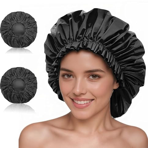 REROON 2-pack stor vattentät duschmössa för långt hår, återanvändbar jumbo duschbonnetter, duschhuvud skydd för platser, curly, bad och peruker, XL storlek hårmössa för spa hem salong användning