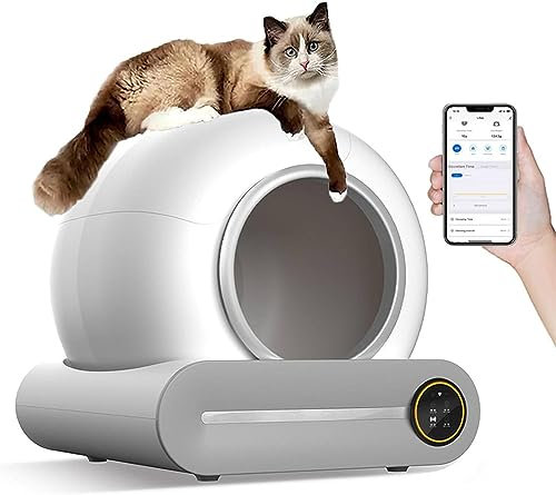 Automatic Self Cleaning Cat Litter Tray Smart Dual Sensor Cat Toilet 65L Extra Large Capacity with App Control, Odor Removal, and Low Noise - Self-Cleaning Litter Box