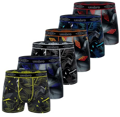 Umbro - Calzoncillos tipo bóxer para hombre deportivo, transpirables y elásticos (Pack de 6), XL