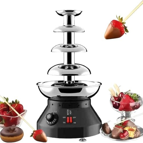 WEIZIIA Fontaine à Chocolat électrique, Appareil de Chauffage et de Fonte du Chocolat en Acier Inoxydable, Appareil de Fonte du Fromage électrique Commercial, température réglable,Black-4tier