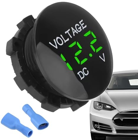 Monitor della batteria del voltmetro - Misuratore di tensione DC 12 V impermeabile | Monitor della batteria digitale con display a LED, Voltmetro per auto/moto/barca | Indicatore di livello