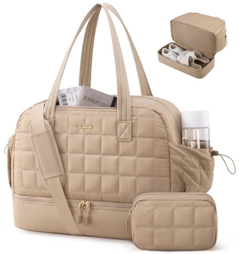 LOVEVOOK Resväska för damer, lätt buffert weekender klinikväska för förlossning, sportväska travel bag med skofack & våtfack, handbagage väska för flygresa, A-kaki, M, Verktyg