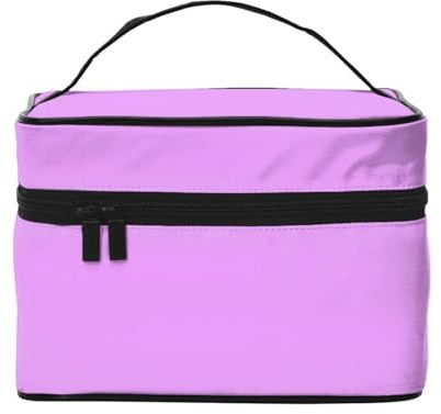 Beauty case con stampa viola chiaro, graziose borse per cosmetici da donna, grande borsa organizer da viaggio per il trucco