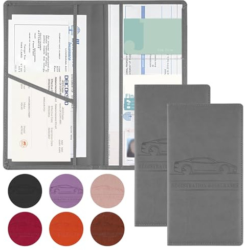 JUSTTOP Auto-Dokumentenhalter für Karten, Führerschein mit Magnetverschluss, Handschuhfach, Auto-Organizer für Dokumente, Karten, Führerschein, Grau, 2 Stück