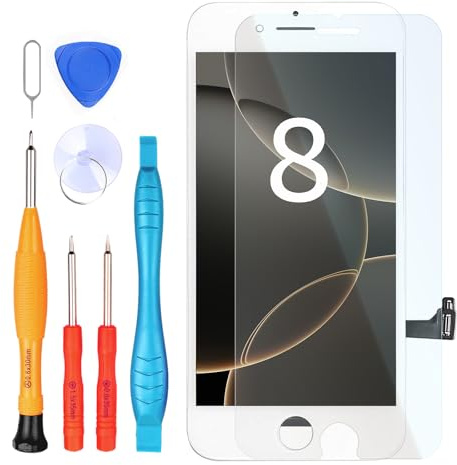 LL TRADER Écran pour iPhone 8, 4.7 LCD Remplacement et Kits (Blanc) | Retina FHD Écran Tactile 3D Touch Digitizer Cadre Montage avec Ruban Adhésif Étanche, Protecteur (Programmable Truetone)