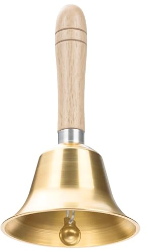 Tbintul Campanella a Mano, Campana di Babbo Natale manico in legno massello, Dinner Bell Campana adatto per la casa, la scuola, la decorazione delle vacanze